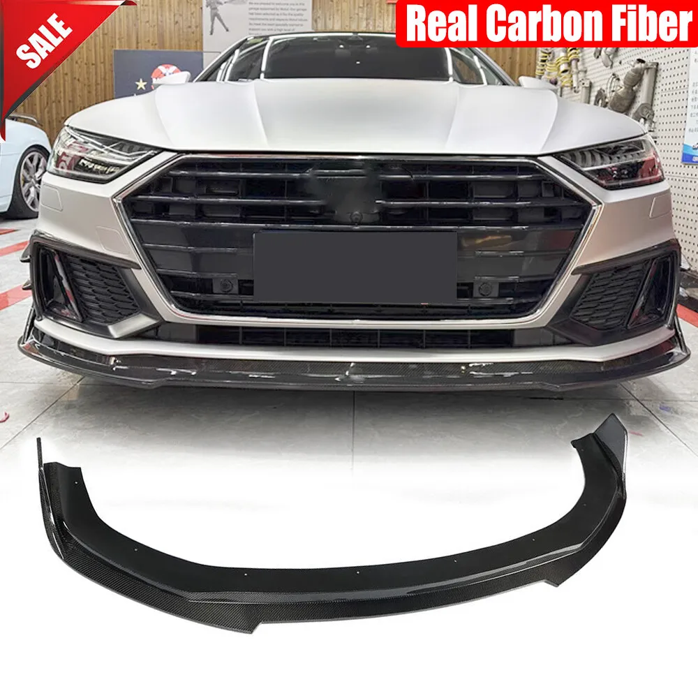 For Audi A7-SLINE/S7 2019UP Real Carbon Front Bumper Lip Chin Spoiler Body Kits Car Accessories