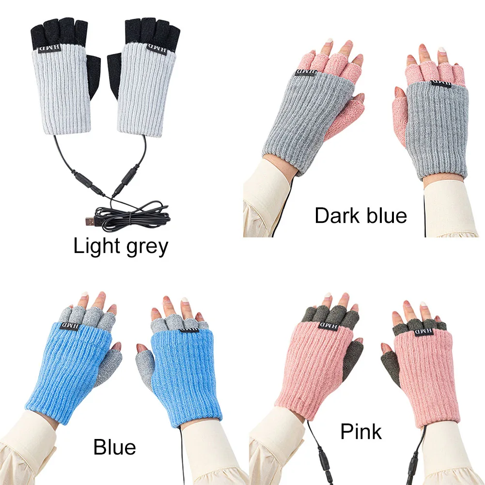 Guantes calefactores de manos cálidos USB, guantes calefactores eléctricos USB sin dedos, temperatura constante para esquiar, montar, senderismo, Protector de manos