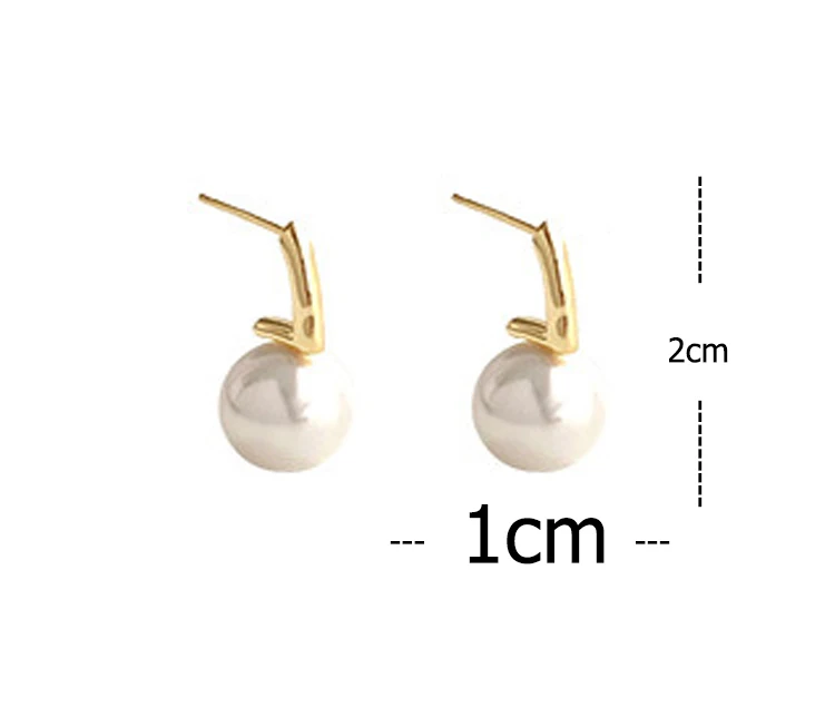 Gold Plated Pearl Stud Earrings Basic Large Pearl Earrings For Women Party All-match Jewelry Boutique Gift