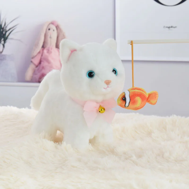 Robot Cat Sing Songs Interactive Cat Electronic Plush Kitty Pet Walk Miaow Magnet Controled Kitten USB Charge Music Animal Toys