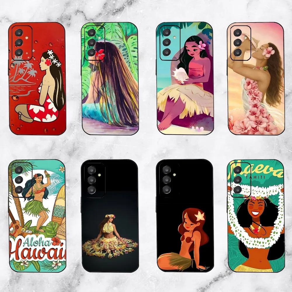 

H-Hinano Tahiti Girl Beach Phone Case For Samsung Galaxy A52 A12 A51 S21 Edge S22ULTRA S23 S20LITE Plus Ultra Black Cover