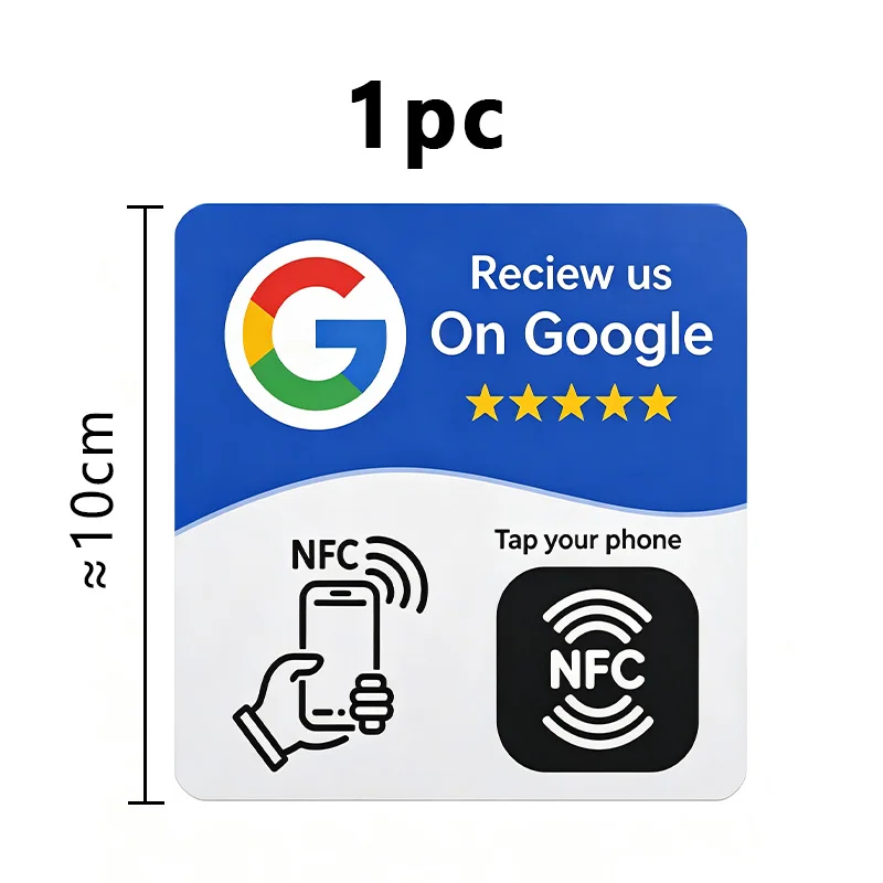 NFC Google Beoordelingskaart NFC215 Programmeerbare PVC Tap-To-Review NFC-kaart 13,56 MHz Waterdicht Krasbestendig Klantenfeedback