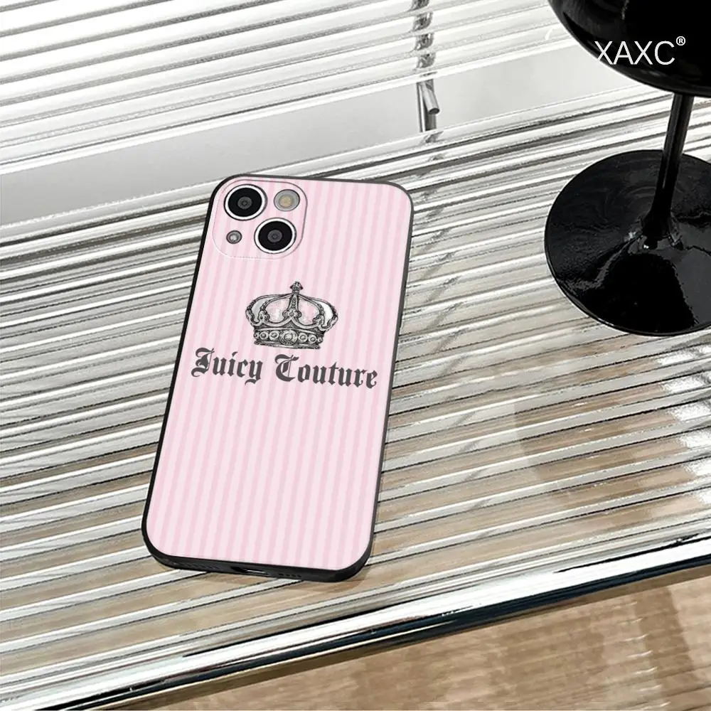 J-Juicy C-Couture Phone Case for Iphone 15 14 12 11 13 Pro Max Mini X XR XS 7 8 Max SE 2020 Soft Dark Skeleton Phone Covers