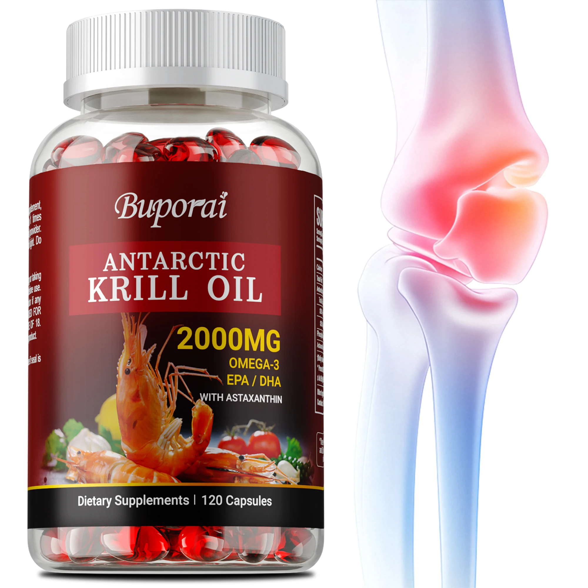 

Antarctic Krill Oil 2000MG - Contains Astaxanthin, Antioxidant, Promotes Metabolism, Benefits Brain Health, Boosts Immunity