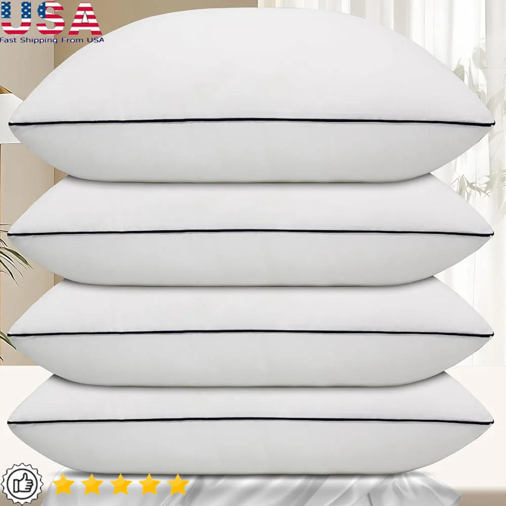 

Cooling King Size Bed Pillows Set of 4 Soft Down Alternative Microfiber Shell Hypoallergenic Breathable Side Back Stomach