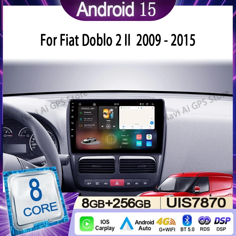

Car Radio For Fiat Doblo 2 II 263 2009 - 2015 Multimedia Video Player Navigation Stereo GPS Android 15 wireless Carplay DSP WIFI