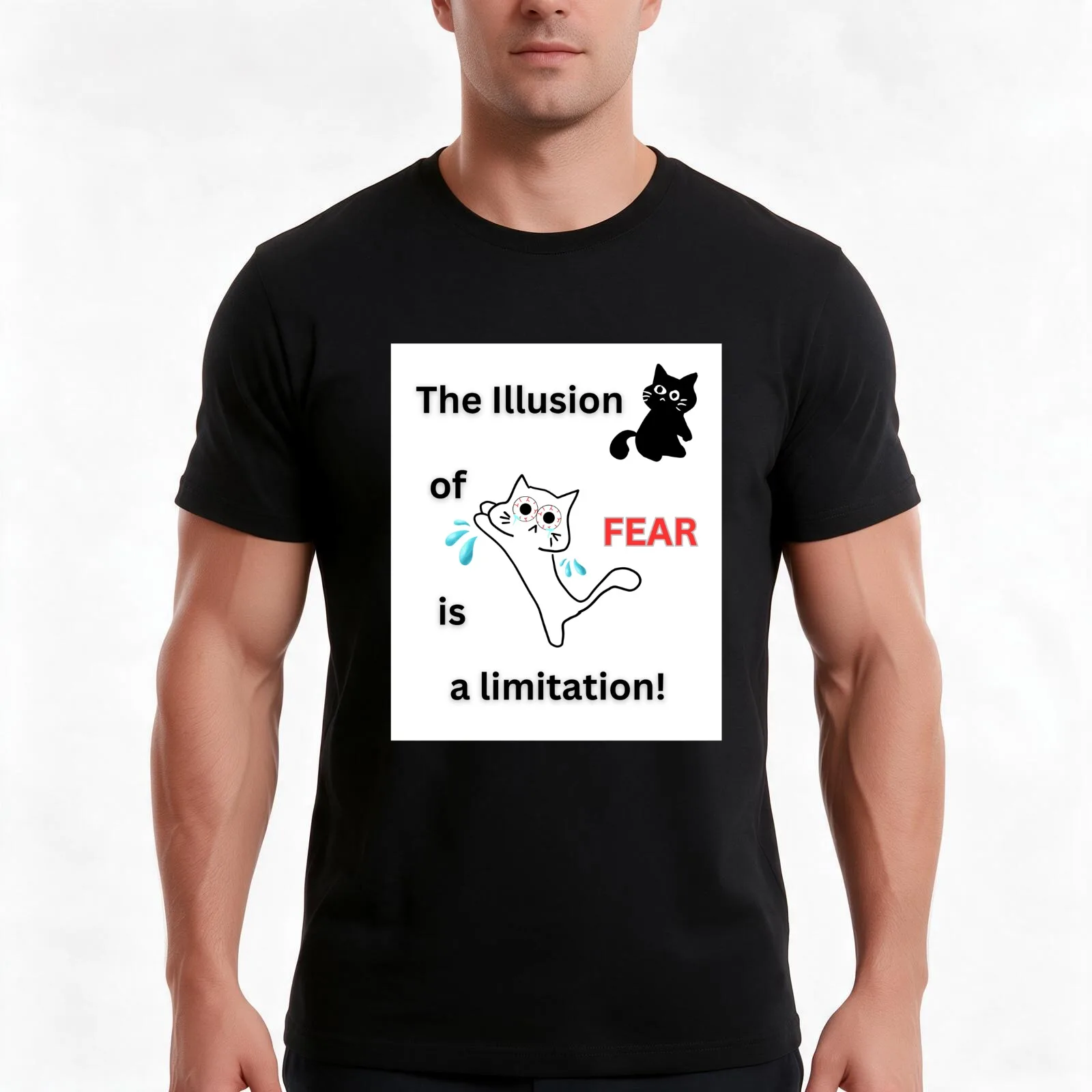 The illusion of Fear in our mind T-Shirt, Summer Casual Cotton Tee, Oversized Streetwear Tops, Vintage Graphic Print