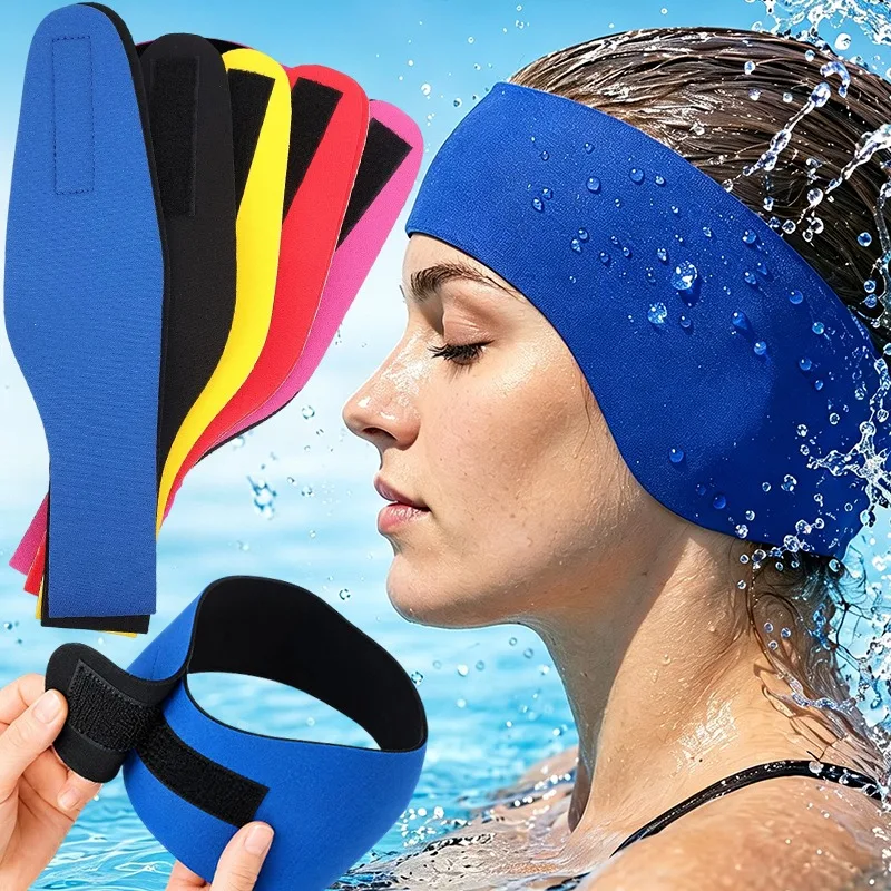 Neoprene Swimming Ear Band Waterproof Headband for Shower Bath Adjustable Soft Skin Friendly Ear Protector for Swimming Surfing