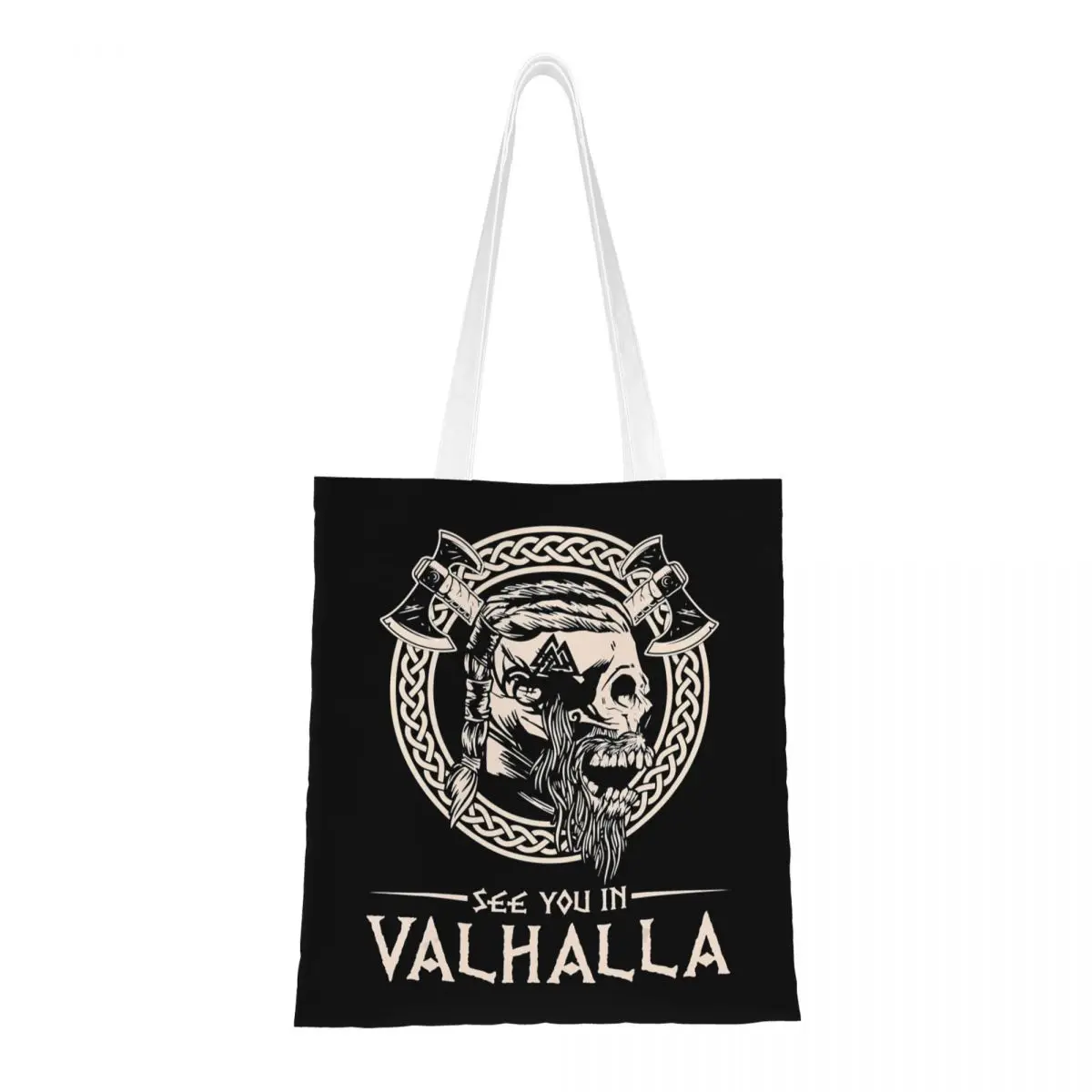 See You In Valhalla Viking Canvas Tote Bag Fashion Large Capacity Shopping Bag for Women Travel Bags