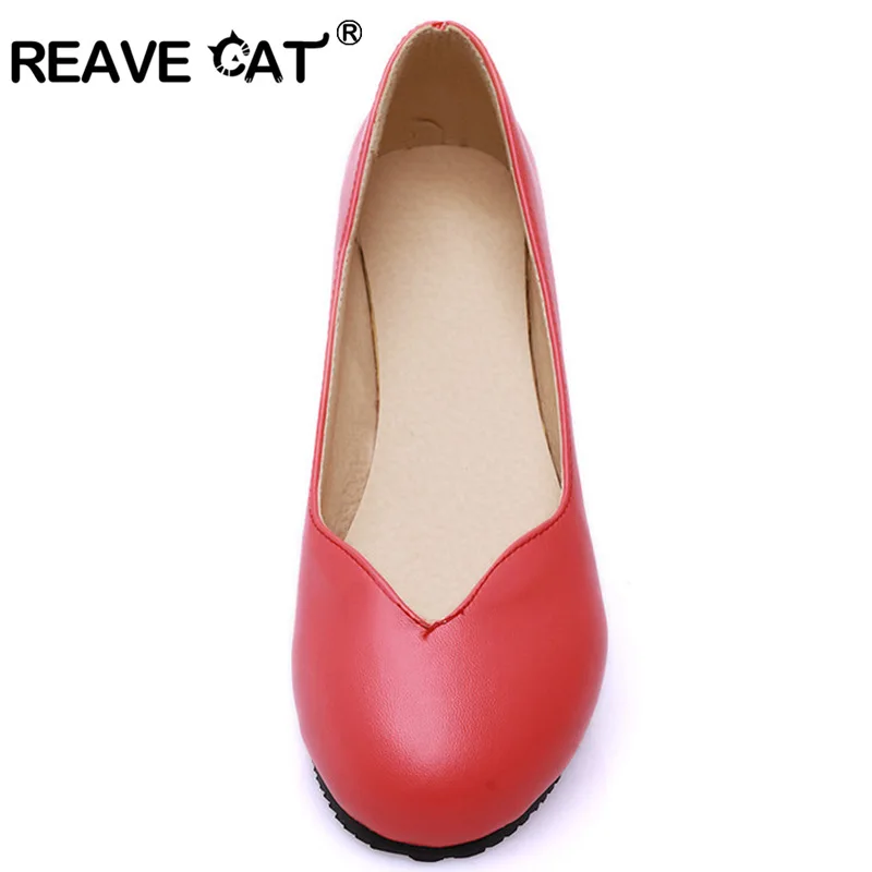 REAVE CAT Big size 31-47 Spring summer Autumn Ladies shoes Women\'s flats Black Red White Pink Fashion Sweets Party QL5270