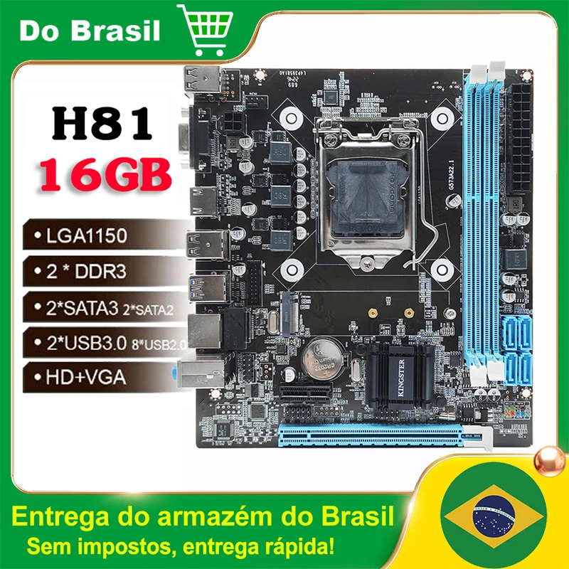 H81 Desktop Motherboard LGA 1150 RAM 16GB For Intel LGA1150 Socket I3 I5 I7 Xeon CPU DDR3 Memory Mainboard Placa mae