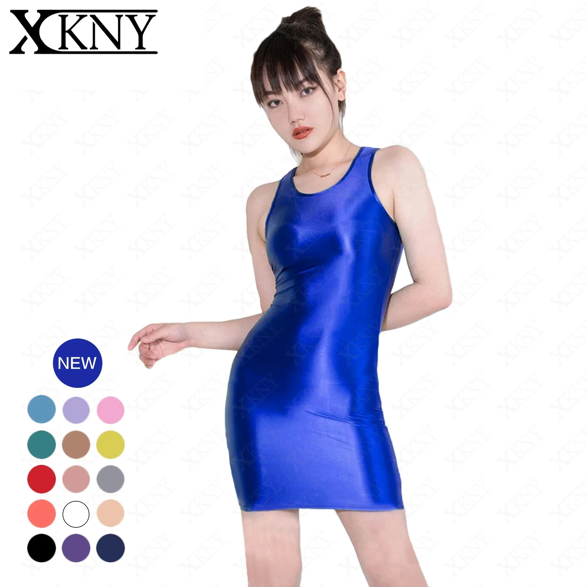 MASKED STAFFS Silky smooth glossy dress sexy vest tight dress Casual one step skirt Yoga sports umbrella dress party dress