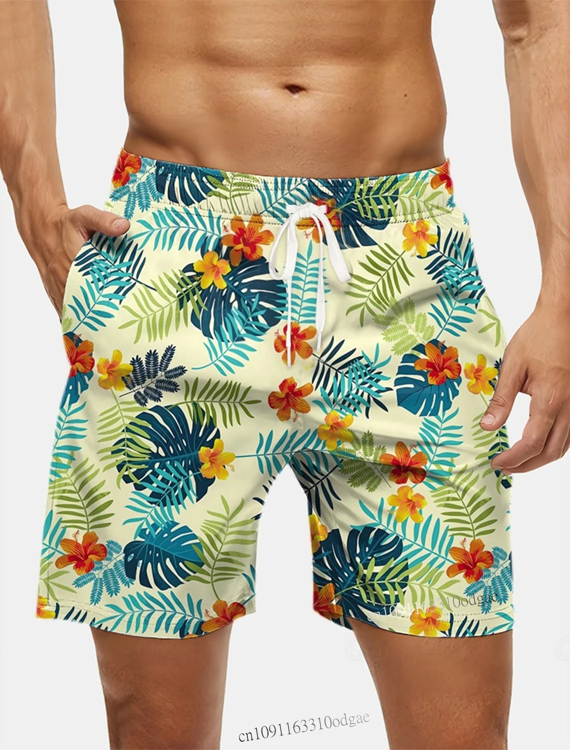 

Мужские шорты для плавания с ананасом и пальмой, тропическими растениями, гавайские летние шорты для пляжного отдыха, дышащие мужские шорты