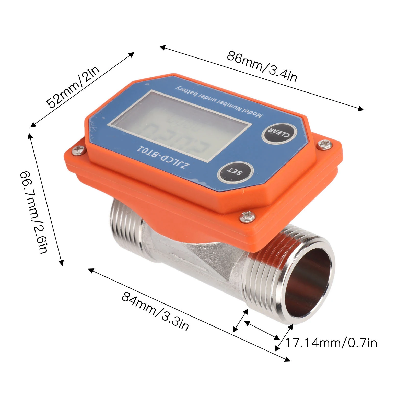 Water Flowmeter Digital Display Flow Sensor Stainless Steel Acid Alkali Proof Flow Meter for Farmland Irrigation