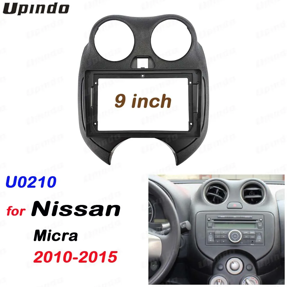 

Для Nissan Micra 2010 ~ 2015 2 Din 9-дюймовая рамка для автомобильного радиоприемника с DVD GPS Mp5 Монтажный комплект пластикового крепления на приборную панель