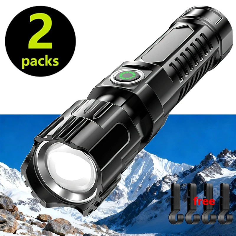 

Мощный светодиодный фонарь, перезаряжаемый тактический фонарь с зумом, мощный прожектор для активного отдыха, кемпинга, велоспорта, рыбалки