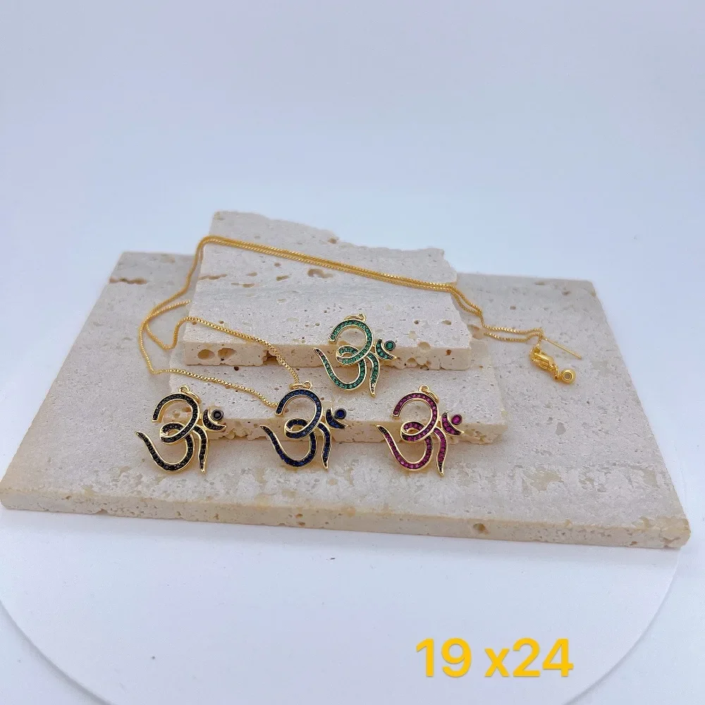 LJRIVER 2pcs Inlay Zircon Pendant for Diy Necklace Earring Making Supplies Plated Brass Yoga Slavic Jewelry Accessorie Wholesale