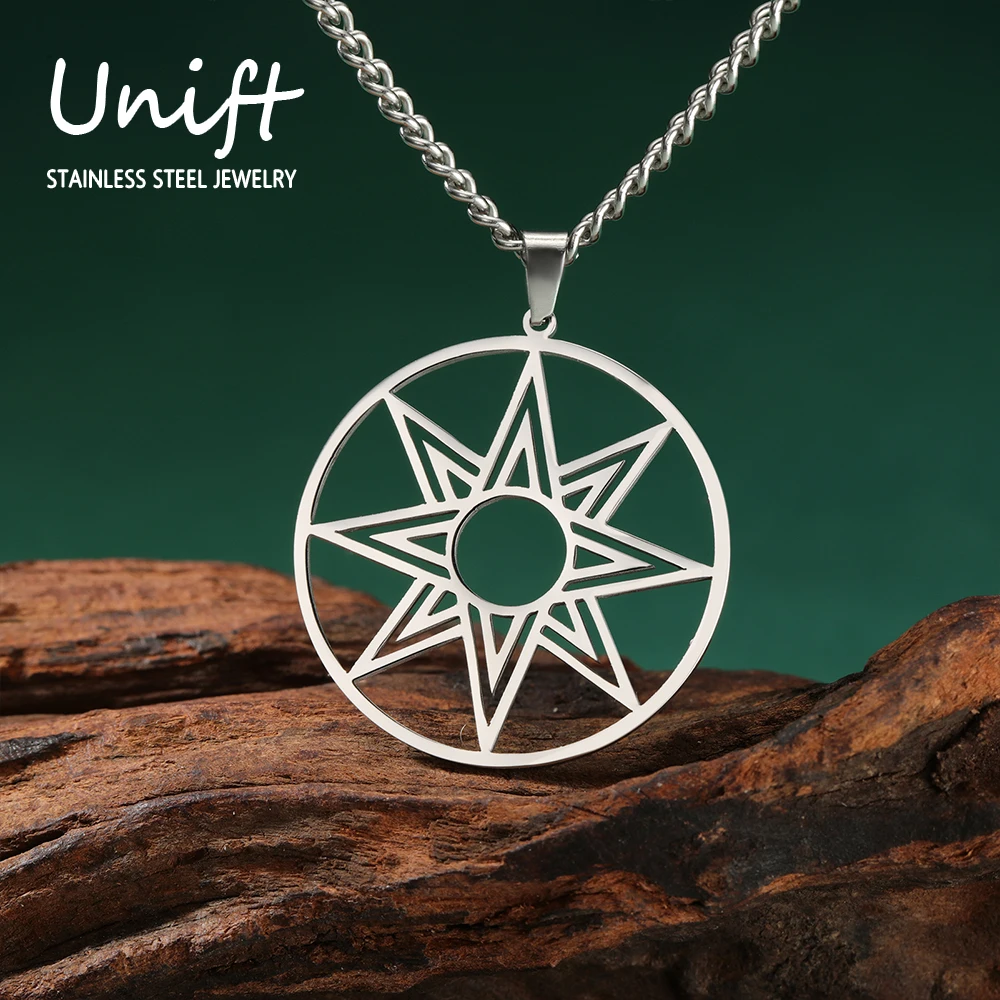 Unift The Star of Ishtar Inanna Necklaces for Women Vintage Greek Mythology Jewelry Geometric Stainless Steel Neck Chain Gift