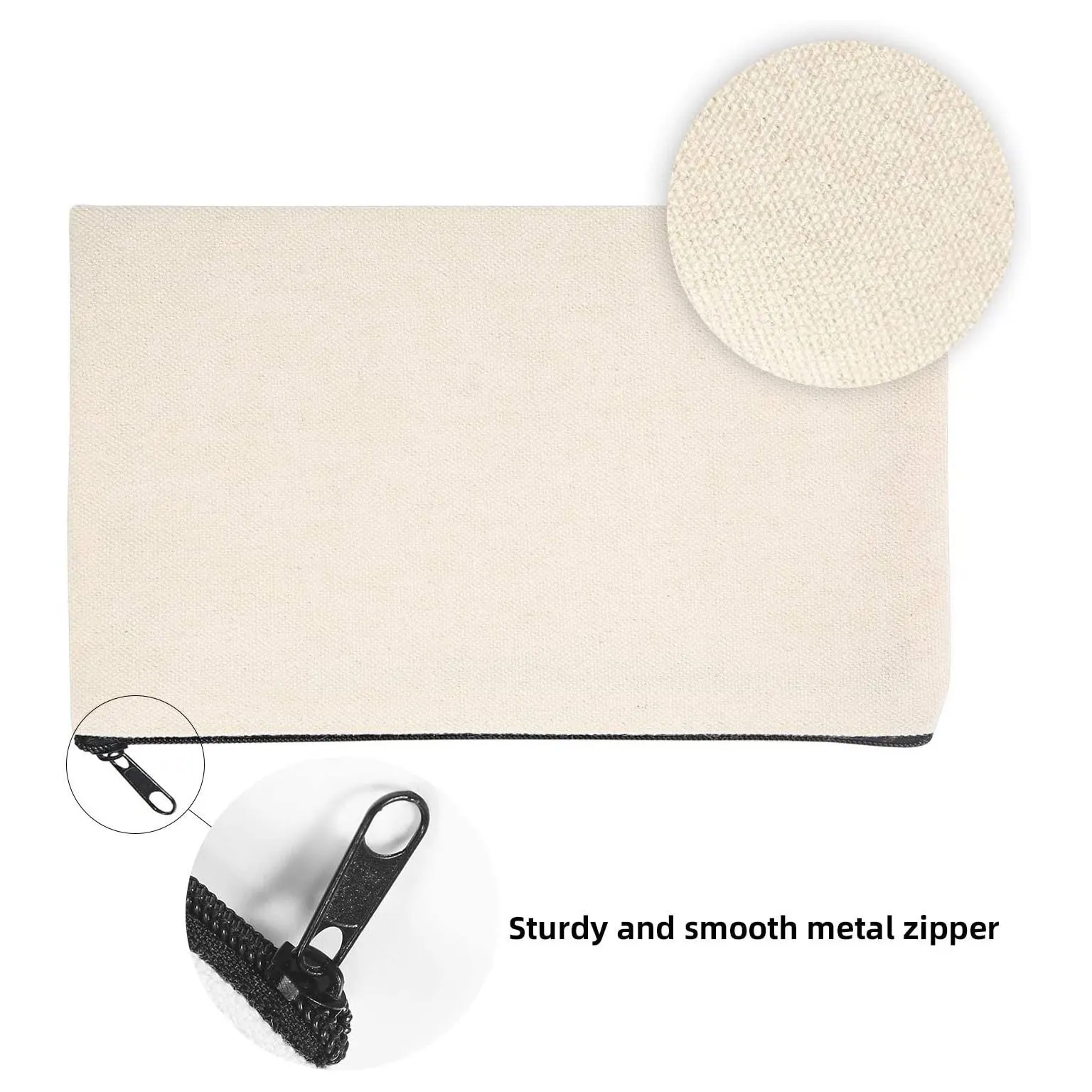 10 Uds. Bolsa para manualidades DIY en blanco, estuche de bolígrafo de lona, bolsas de maquillaje en blanco, bolsa de lápices de lona, bolsa de cosméticos de lona de algodón, bolsa de viaje