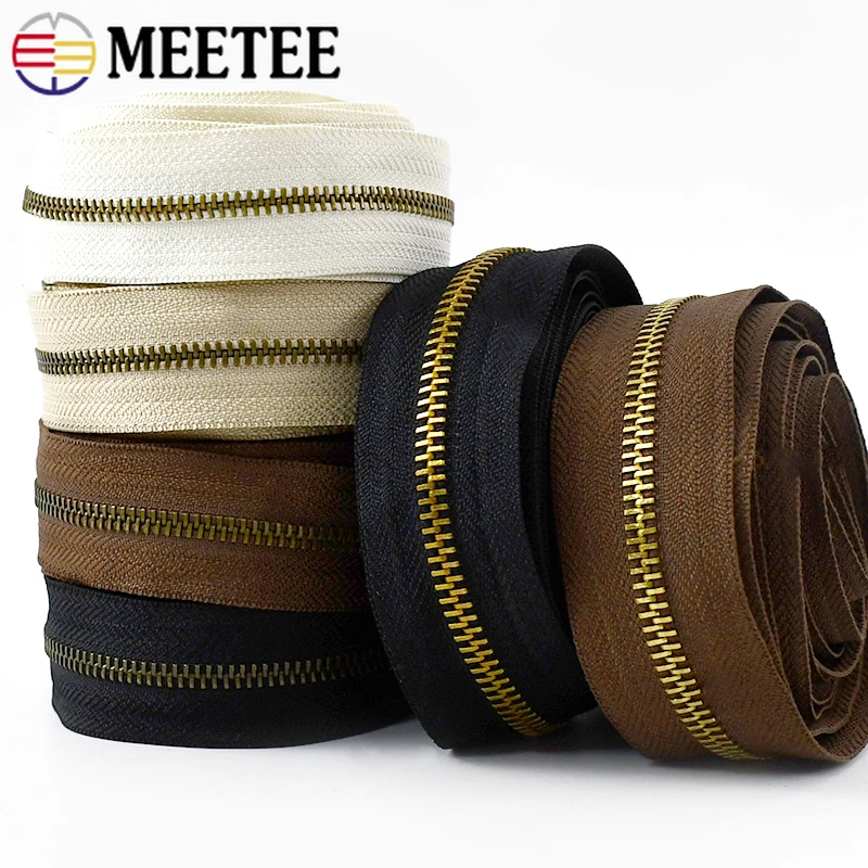 

1-10M 5# Metal Zippers Tape Jacket Shoes Closure Zipper Handbag Decor Zips Luggage Replace Zip Repair Kits Sewing Accessories