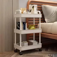 3 Tier Storage Rack Plastic Multi-Functional Small Cart Household Movable Storage Trolley Kitchen Accessories Home Organizer