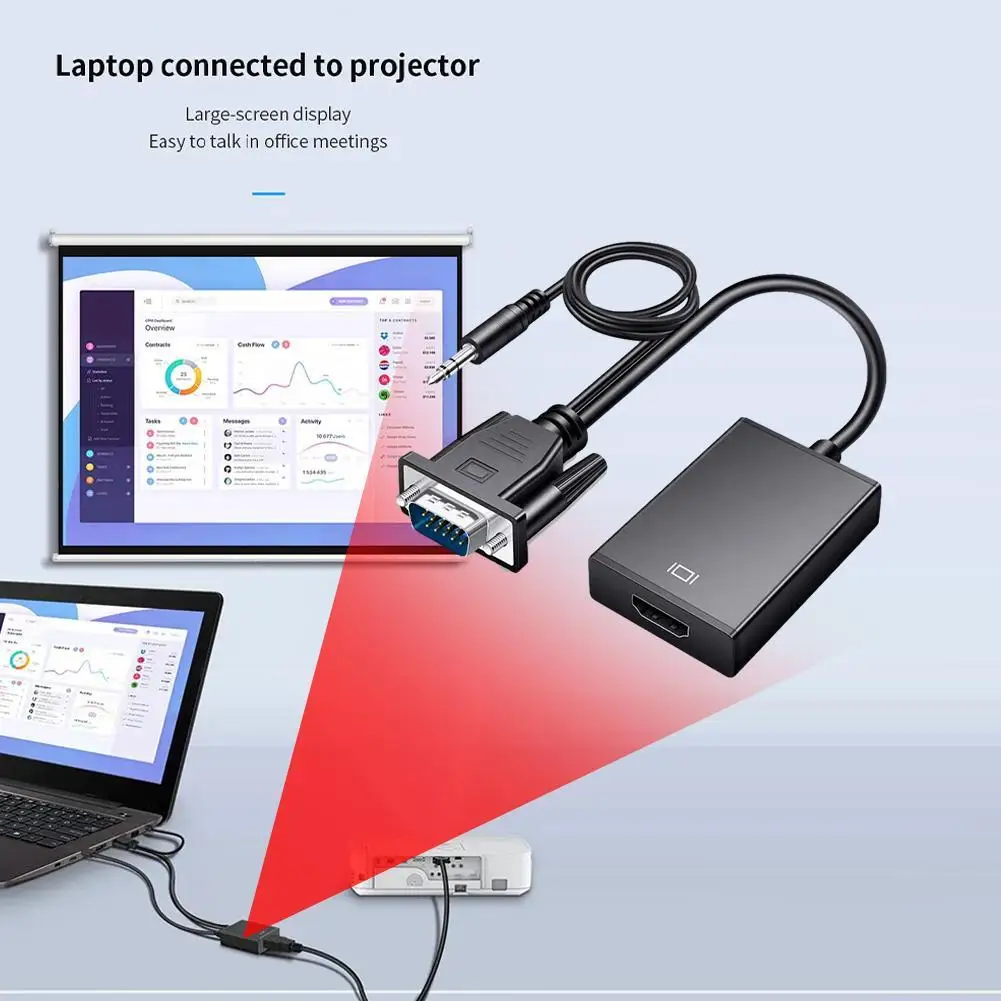 Full 1080p Vga To -compatible Converter Adapter Cable With Audio Output Vga Adapter For Pc Laptop To Tv Project P2w1