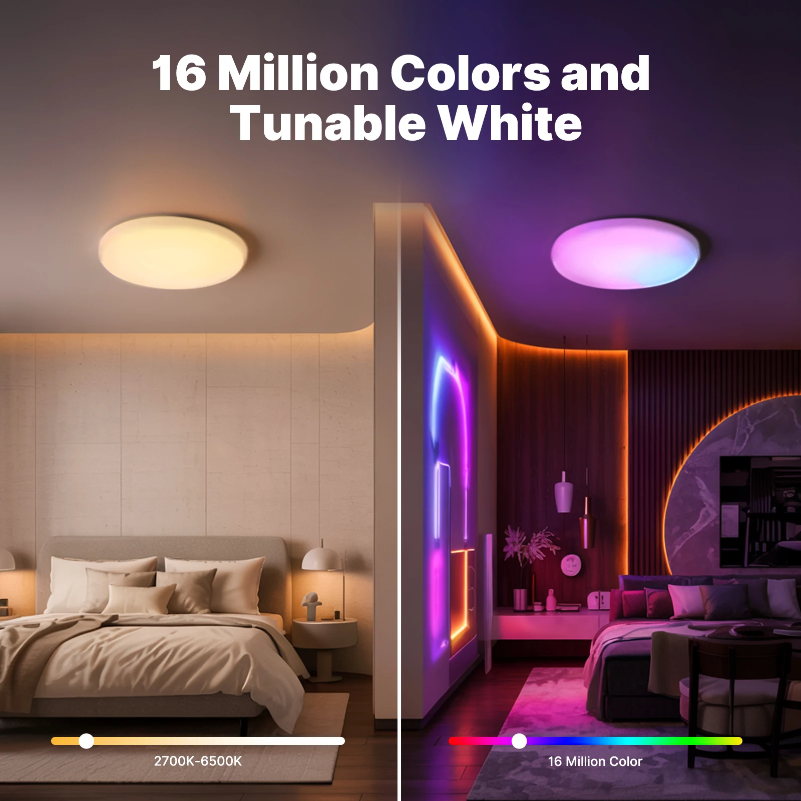 Image 4: Plafonnier LED intelligent MOES Tuya Zigbee, lampe d'ambiance, température de couleur réglable, gradation RGB, commande vocale via application, compatible avec Alexa GoogleHome