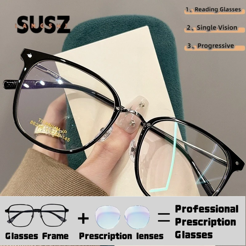 LS-SUSZ Nouvelles Lunettes de Prescription Progressives Cat Eye pour Femmes, Lunettes Optiques pour Myopie, Ultra-légères, Anti-Lumière Bleue