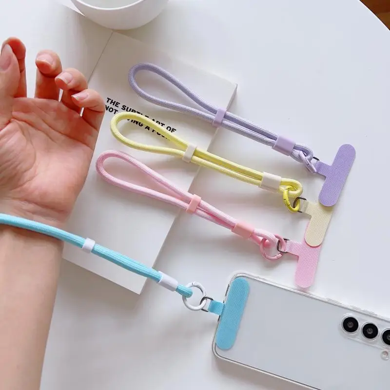 Fashion Simple Candy Color Mobile Phone Lanyard Adjustable Wristband Phone Chain Universal Anti-lost Keychain Cellphone Strap