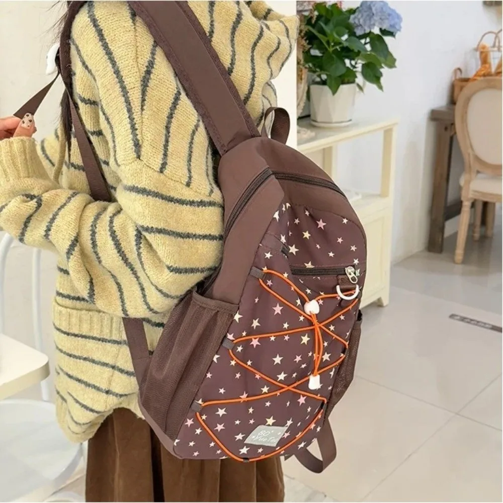 Trendy Nylon Outdoor Backpack Wear-resistant Star Print School Bag Korean Style Large Capacity Women's Backpack Students