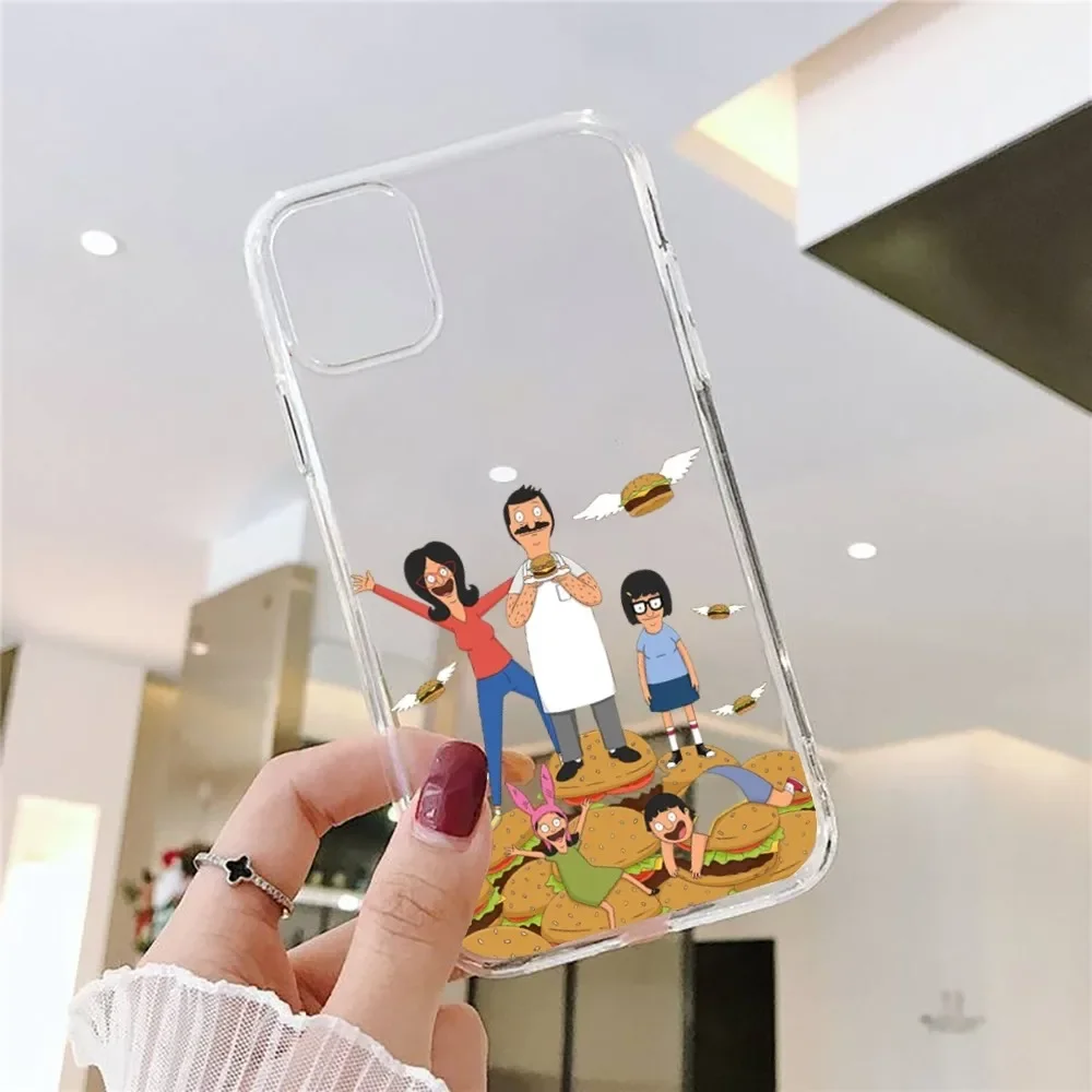 B-Bob's Cartoon B-Burger Phone Case For Iphone 15 11 13 14 Pro Max 7 8 Plus X Xr Xs Max Se2020 12mini Transparent Cover