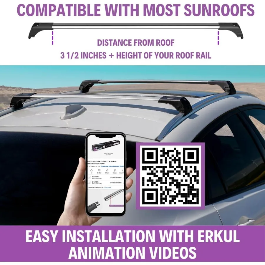 ERKUL Imperiaal Dwarsstangen voor Kia Sportage 2017-2022 Aluminium dwarsbalken met antidiefstalslot voor opslag op het dak Compatibel met