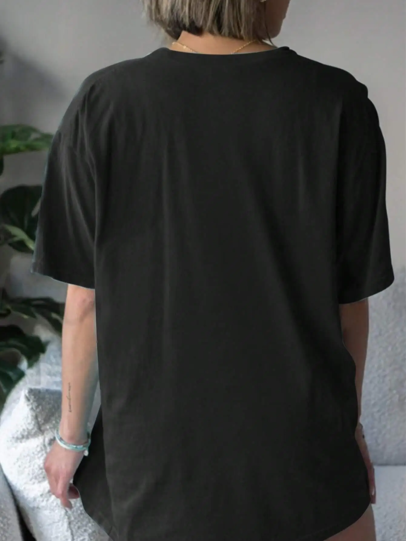 100% القطن المرأة تي شيرت القمر والقط الصور الظلية تي شيرت مطبوع قميص الصيف مريحة فضفاضة بلايز الشارع موضة الملابس النسائية #2