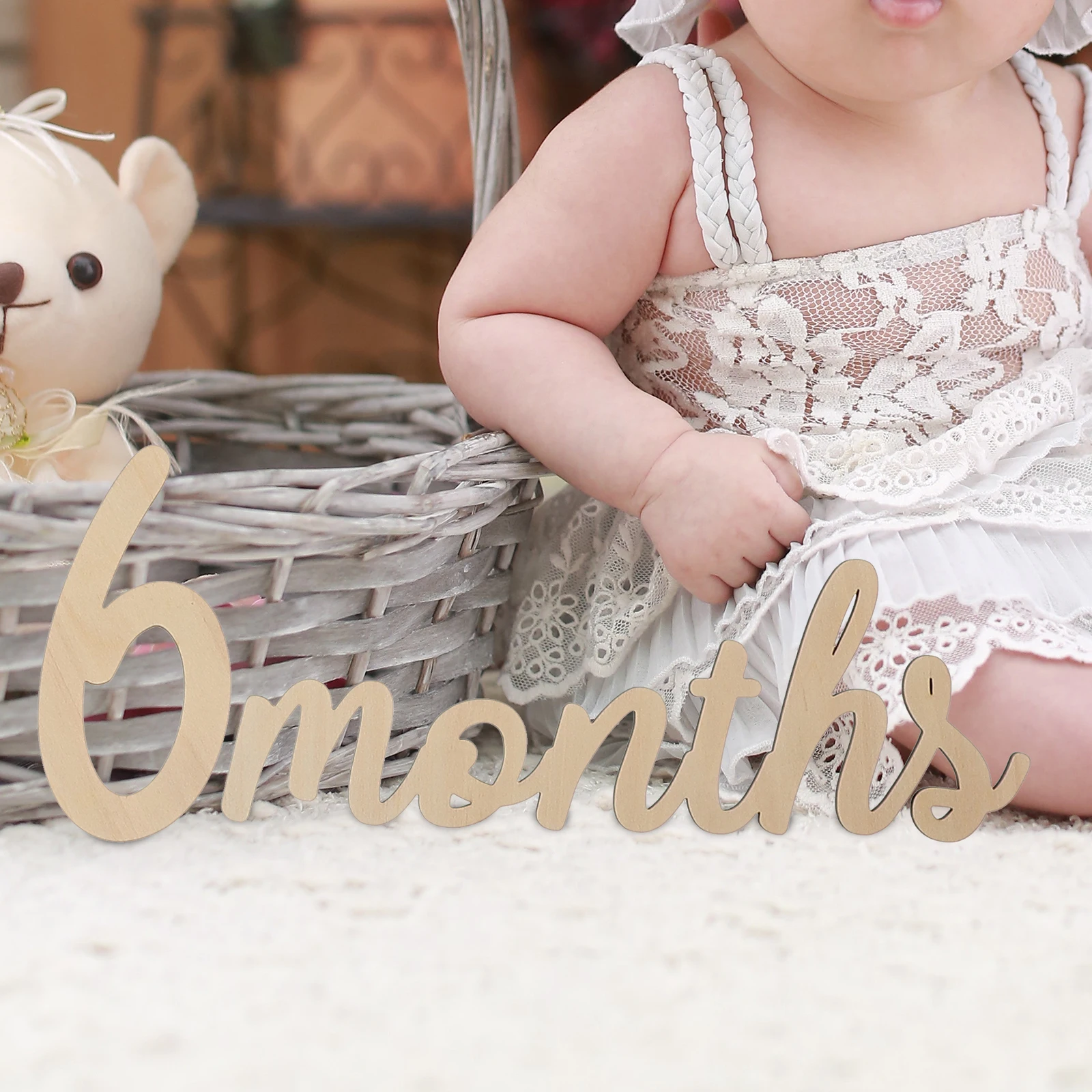 

1Set Infant Monthly Wooden Signs for Birthday Party Keepsake Wall Accessories for Shower Decoration Living Room Game