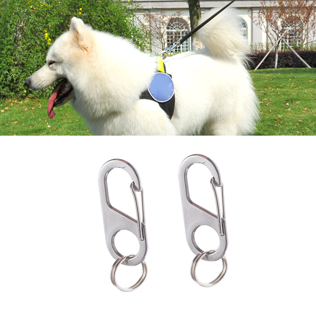 

2Pcs Stainless Steel Pet Tag Quick Clips Cat Id Tag Holder for Collars Harnesses Pet Supplies
