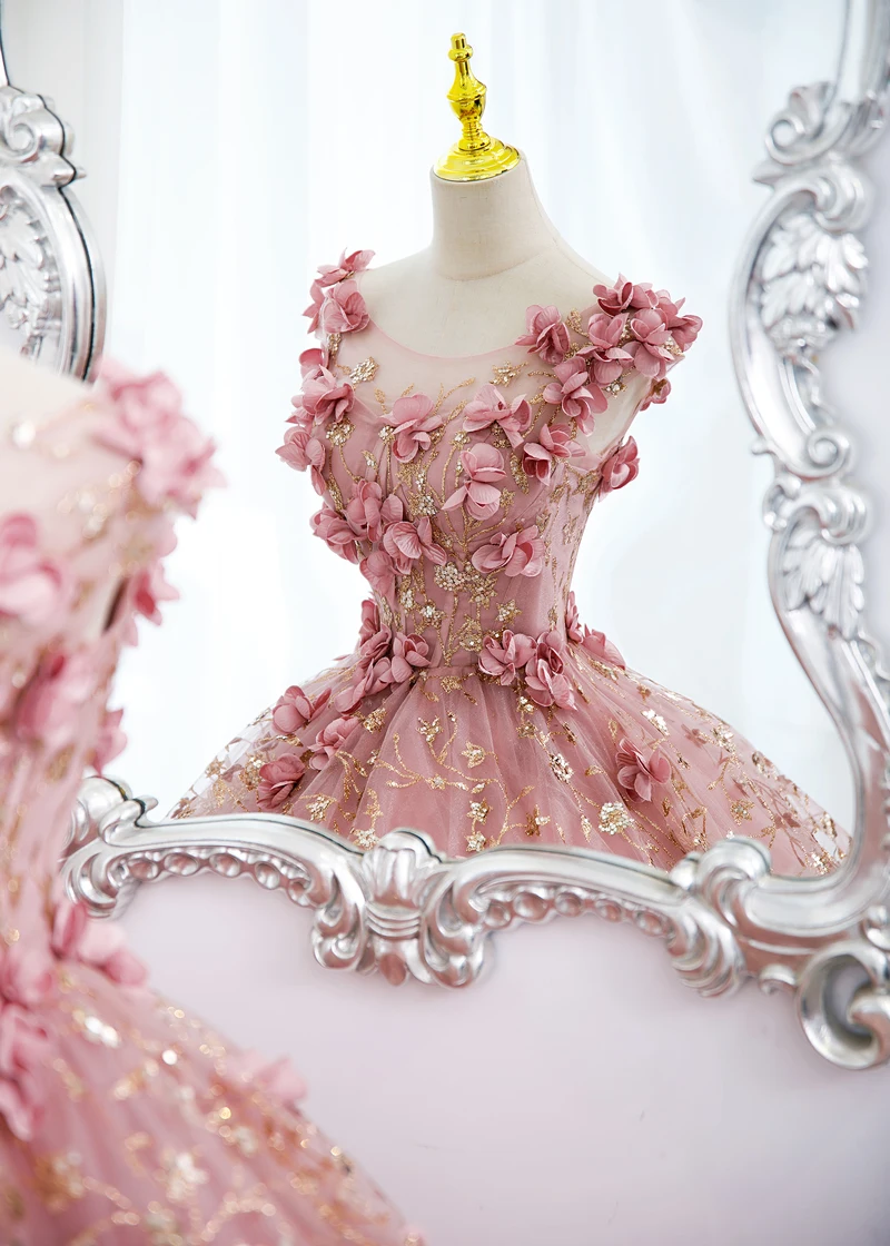 bean pink flowers Medieval Renaissance gown princess dress costume Victorian Gothic/Marie Antoinette/civil Colonial Belle Ball