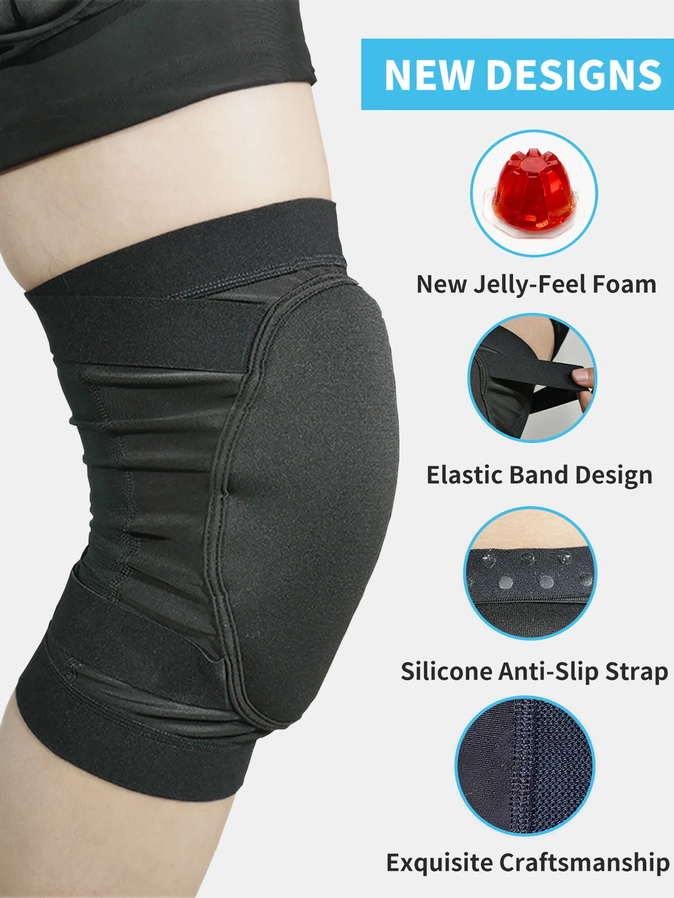 AVIVOR 2 Volleyball Thick Knee Pads Adult, Knee Brace Support with Elastic Band and ANTI-SLIP for Basketball, Yoga, Wrestling