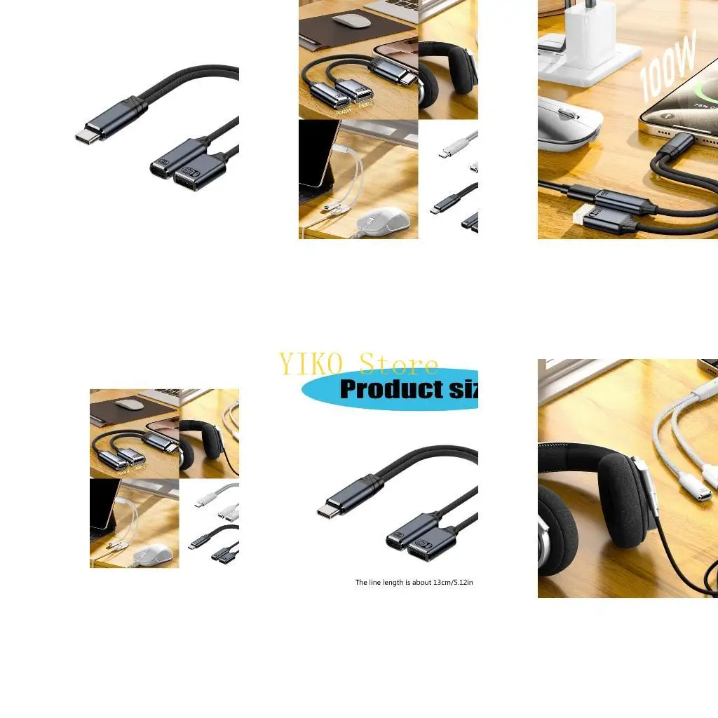 K32C Type C to USB OTG and Converters Cable Offer Audios Output for Phones Laptops No Additional Software Required