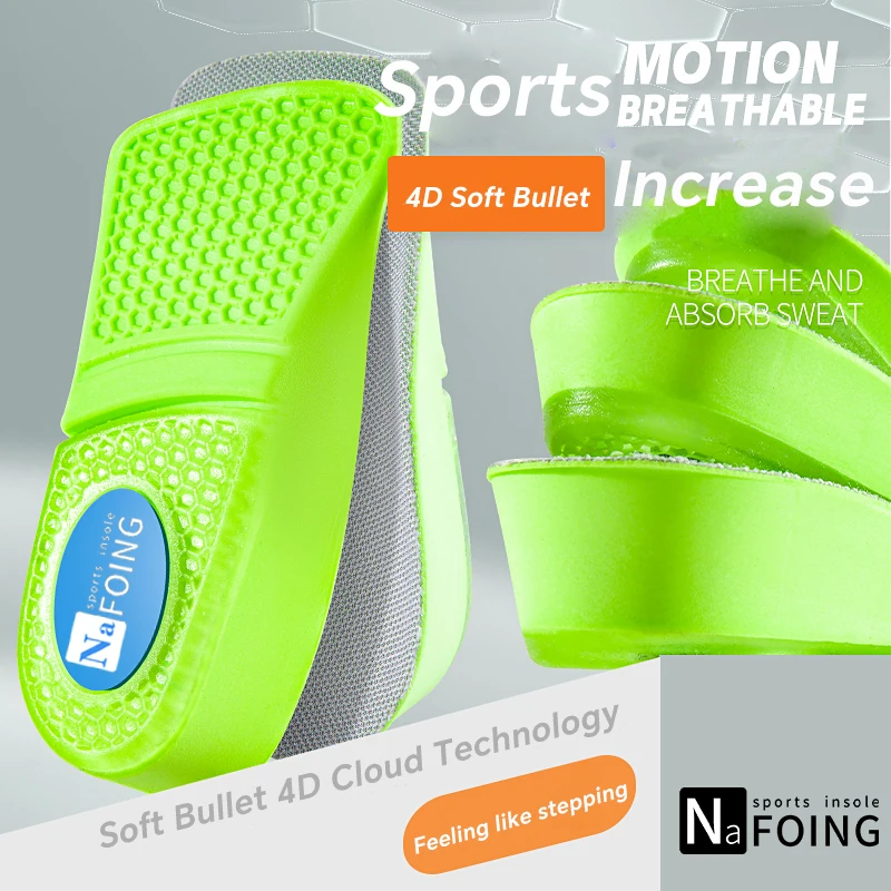 Memory Foam Height Increase Insoles for Men Women Shoes Flat Feet Arch Support Orthopedic Insoles Sneakers Heel Lift Shoe Pads