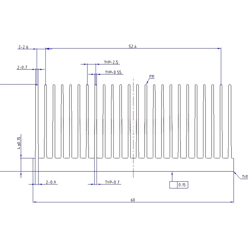 Dense-Tooth Power Amplifier Heatsink 60×26×60mm