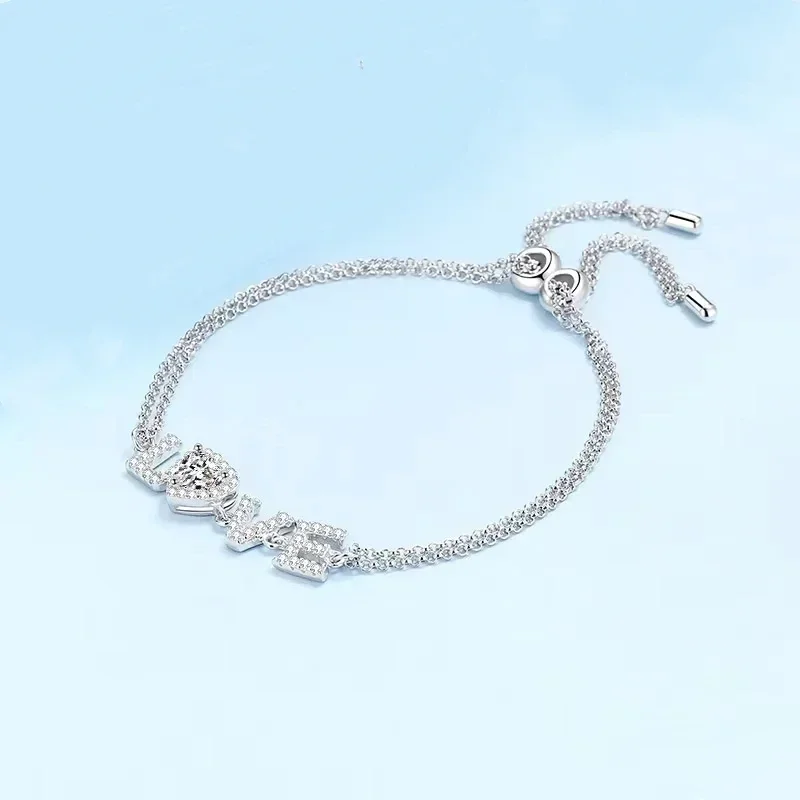Daughter Birthday Gift 18K White Gold Women Wedding Bracelets Moissanite Diamond 0.5CT Girl Valentine's Day PT950 Platinum Lover