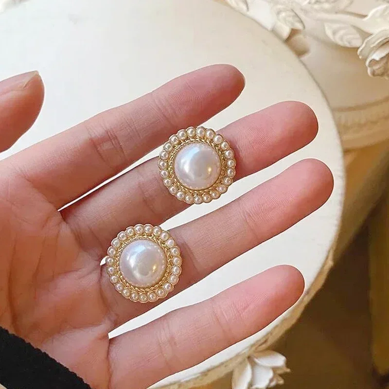 Fashion Bohemian Big Imitation Pearl Stud Earring Mascot Ornaments For Women Valentine\'s Accessories Gift Wholesale