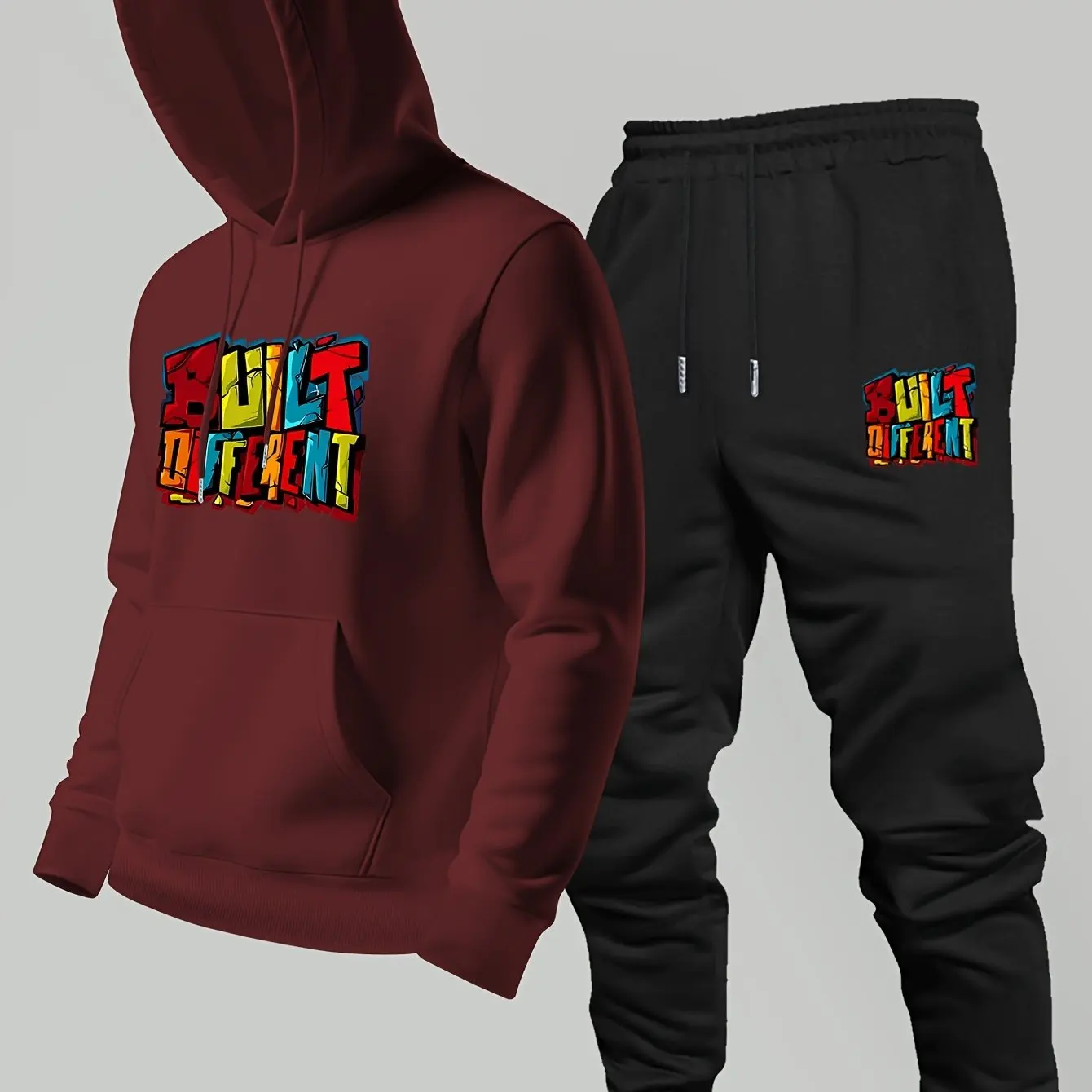 New Men Autumn Winter 2‑Piece Hoodie Jogger Pants Set Trendy Comfortable Loose Casual Sport Streetwear Daily Wear Tracksuit view 4