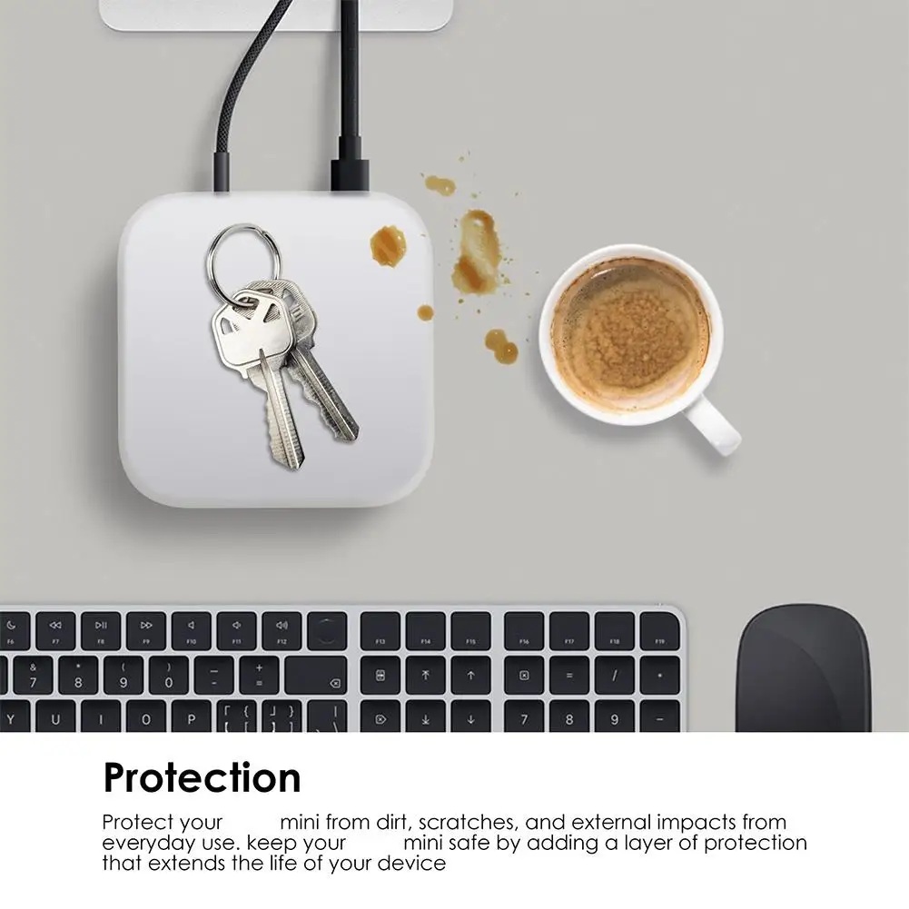 حافظة وحدة التحكم Apple Mac Mini M4 غطاء حماية من السيليكون مضاد للسقوط ومضاد للغبار لهاتف Apple Mac Mini Protector أسود/أبيض