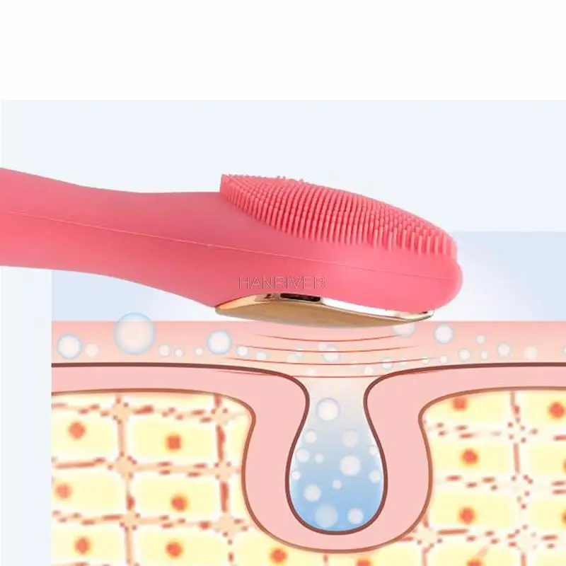 Limpador facial de sílica gel alimentado para remover cravos, escova de lavagem, calor e exportação no instrumento de beleza