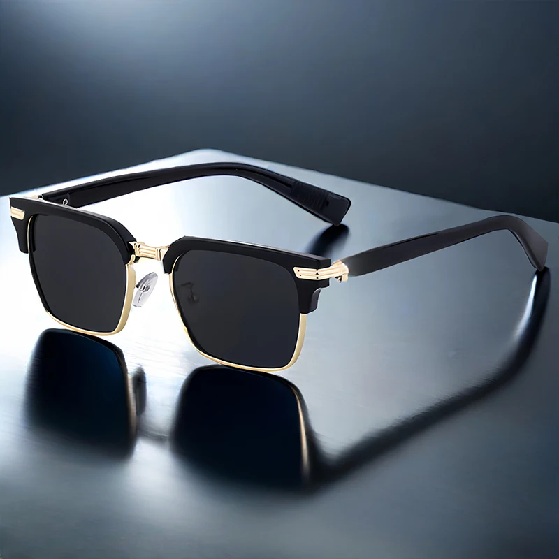 CATERSIDE Punk Quadratische Sonnenbrille Herren Metall Halbrahmen Mode Damen Sonnenbrillen Reise Party Business UV400 Marken-Brillen – Detail 6