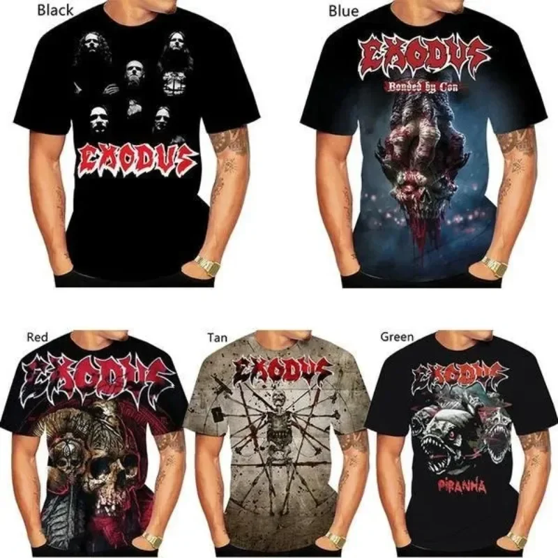 엑소더스 맞춤형 프린트 3D 티셔츠, 캐주얼 반팔, 라운드 칼라 티셔츠, 코스프레 남성 의류 상의, 가을