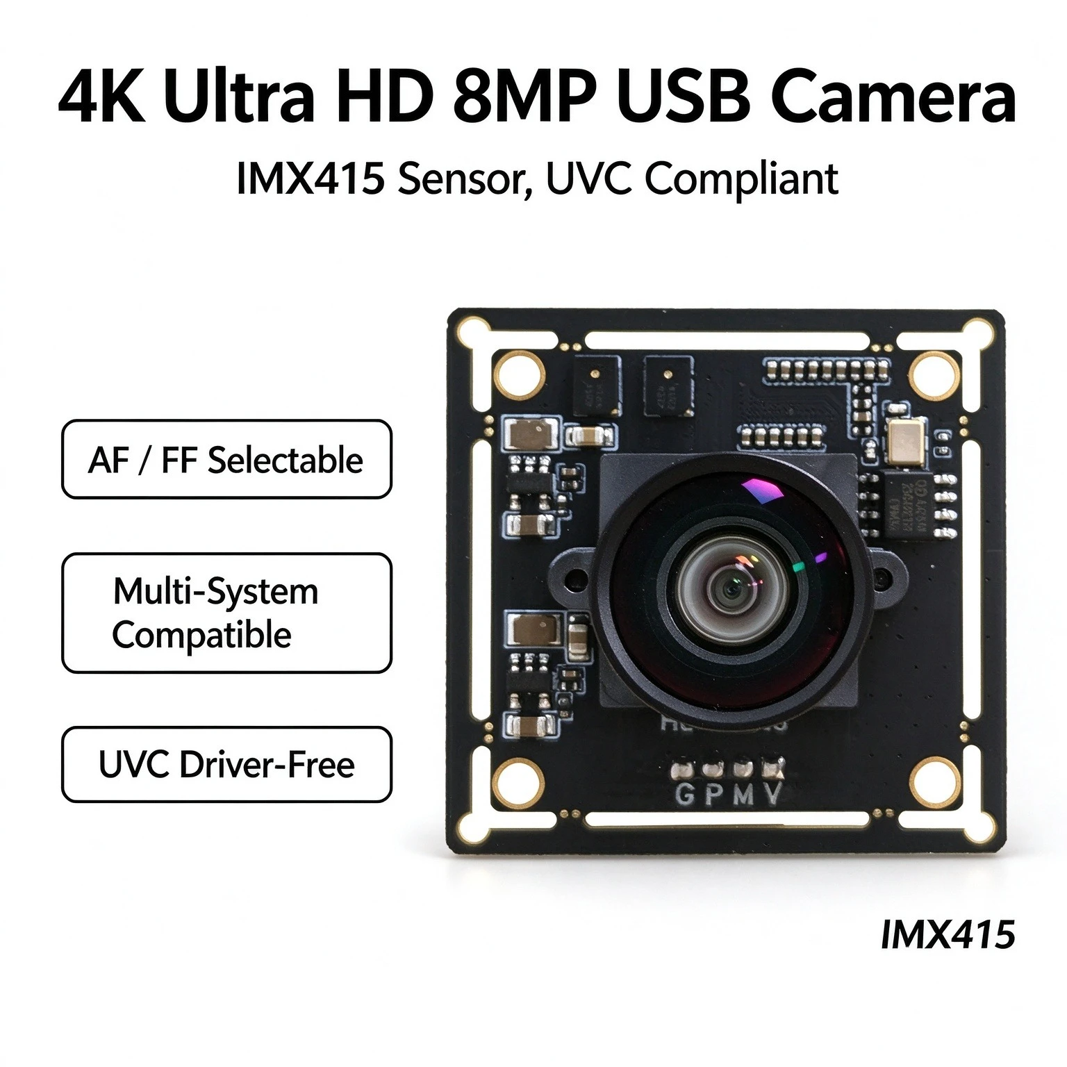 8MP IMX415 USB Camera Module No Driver 4K HD Industrial Vision Board for Drone