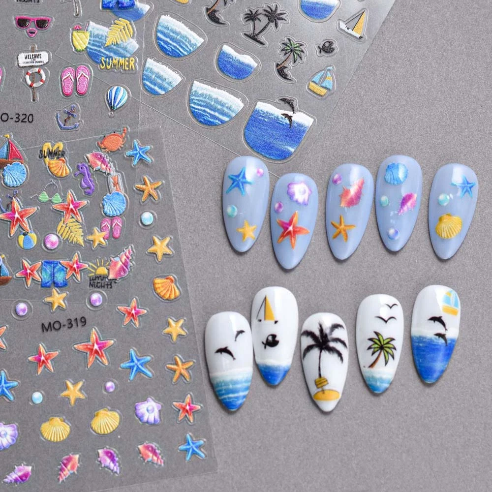 Conch Star Ocean Nail Stickers Sea Jellyfish Ocean Shell Ocean Nail Decals Nail Supplies Nail Accessories Ocean Nail Decorations