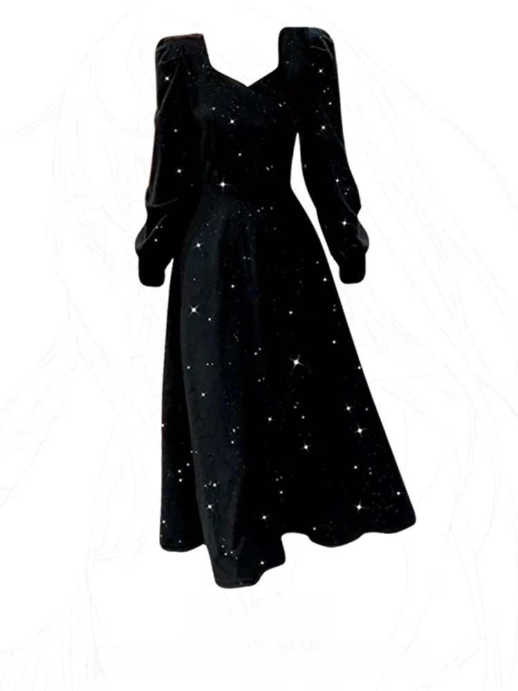 

iny с блестками вечернее платье для женщин больших размеров Ele роскошное длинное платье идеально подходит для осенне-зимних вечеринок и официальных мероприятий